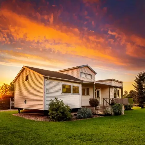 Manufactured home at sunset
